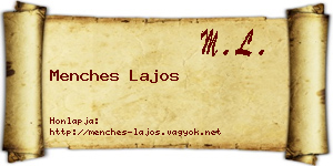 Menches Lajos névjegykártya